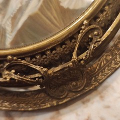 Antique Pair Of Lovers Oval Miniature Portraits Hand Painted and Signed