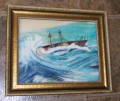 CARL ERICKSON Seascape Nautical Boat Ship Ocean Painting 1966