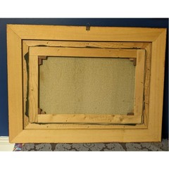 Large Vintage Oil Painting Gold Wood Frame Green Velvet Mat Still Life 42×24 Art