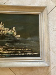 Carlo of Hollywood Vintage MCM LARGE Abstract Moody Seascape Painting Signed