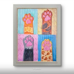 Original Toe Beans Painting By Alannah Dyer- Acrylic 9×12 in. Trendy Cat Art