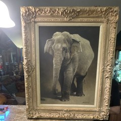 Richard Murray Utah Artist Original oil on panel African Elephant 26 x 19.