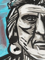Striking Native American Portrait – Acrylic Painting On 16×12″ Stretched Canvas