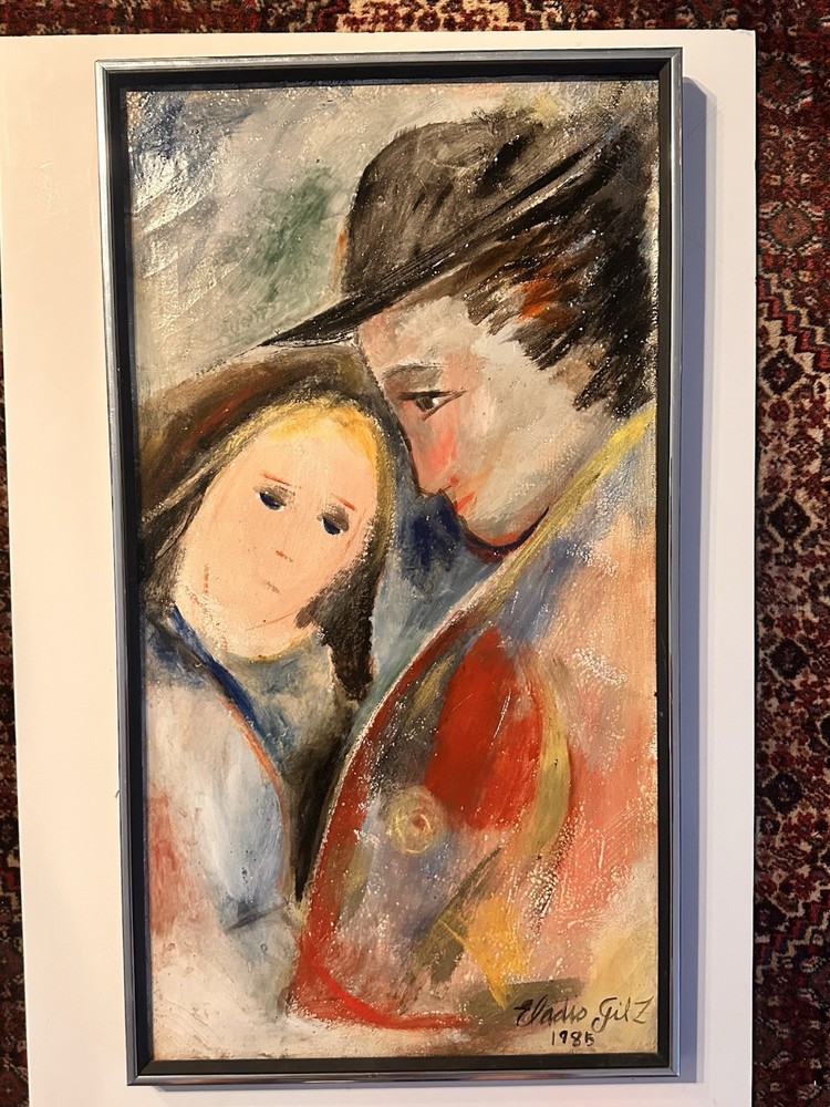 Rare ELADIO GIL Z. (1929-2011) Expressionist Oil Painting 1985 Framed