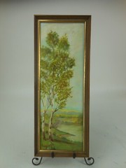 1976 Tackett Oil Painting Trees River Bank 17 1/2″ x 7″