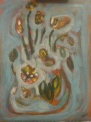 UNFRAMED Abstract Expressionism Floral Original painting Сanvas 11×14 Brand New