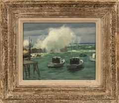 Harry Leith-Ross (1886-1973) Seascape with Boats Signed Oil New Hope Art Colony