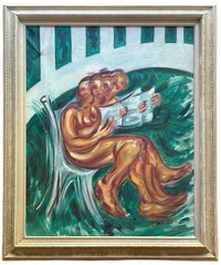 LORENZO PADILLA Cuban Artist Original Signed Vintage Oil Painting, Francis Bacon