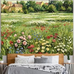 Lifeel Vintage Countryside Meadow Tapestry Landscape Field 48″L x 36″W Green
