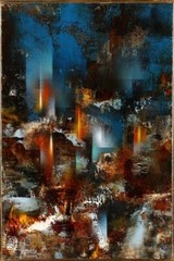 „Ruins“ by leonardo nierman original acrylic painting on masonite