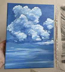 Painting Contemporary Seascape Sky & Clouds on Canvas Unframed