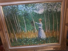 Woman Painting In Forest Original Canvas Very Rare And Antique