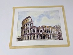 Original Watercolor Ink Painting Rome Colosseum Italy Signed Dated 2003 Toni