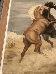 Vintage Original Oil Painting Equestrian Horses Realism Signed Wood Framed Art