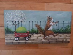 Original Whimsical Painting “ I Walk The Lime“ by kholland 10×20 Squirrel