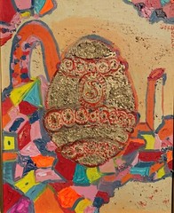 Original Abstract Painting on Canvas „Cleopatra’s Golden Egg“ byt Serg Graff COA