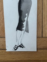 VTG 1950’s MCM Watercolor Painting Woman Dress Fashion 4 x 11 OOAK