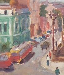 Oil painting City street Ukrainian painter Unframed Decor original landscape art