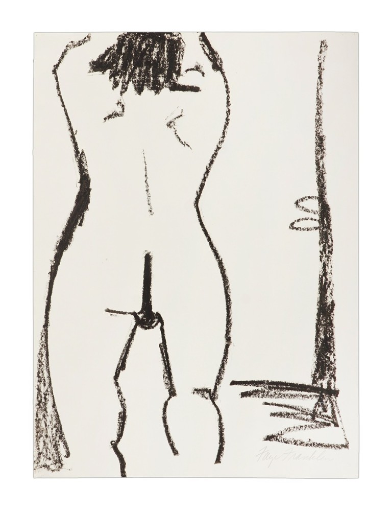1960s Faye Franklin Painting Charcoal Woman Vintage Mid Century Drawing Conte