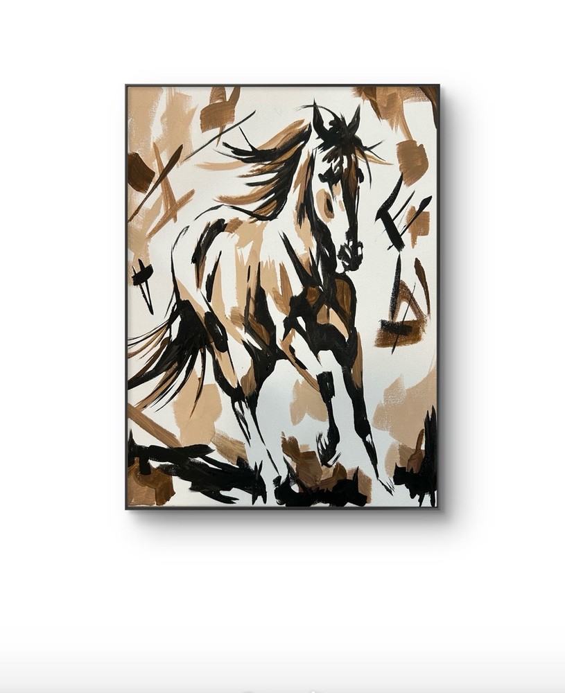 Original Abstract Horse Gallop Painting 14×11 canvas Modern Wall Art Home Decor