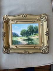 1989 Soviet USSR Signed Oil Painting on Poster Board Folk – Rural – H Cuyos