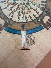 Vintage Egyptian Papyrus Art Framed Mythology Zodiac Scene Hodges Galleries