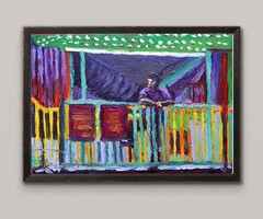 6×8 Original Oil Painting Carnival County Fair Textured Hand Painted Wall Decor