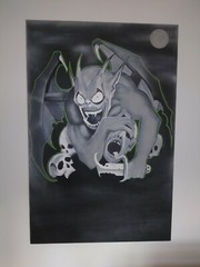 Gargoyle PaintI ng on Large 24 X 36 Inch Canvas – Artist MAKE$ – Original