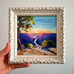 Grand Canyon Oil Painting, Sunset Landscape Impasto Wall Art Unframed 6×6
