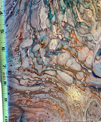 Hand painted Acrylic Paint Pour On 10”x10” Canvas Abstract Modernism