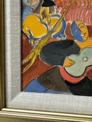 Jo Cain Painting Antique 1930’s Cubist Cubism Modernism Abstract Small MUSICIAN