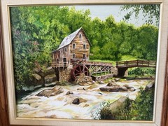 Glade Creek Grist Mill Acrylic Painting by Charles M. Allen Signed/Dated 1985
