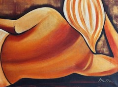 Lola Mallea – original, signed large acrylic on linen „Reclining“
