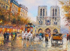Notre Dame Oil Painting Impressionist Painting Paris Oil Painting Cathedral