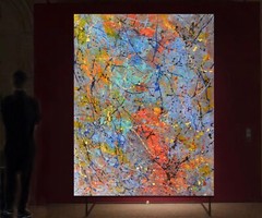 Pollock/Richter style Professional Painting 81” X 62”(6ft 9in)Abstract Modern