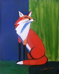 Original Fox Abstract Painting 8×10 Animal Wildlife Modern Wall Art