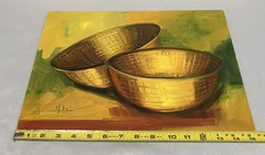 Signed Original Ana Hasbun Vergara Still Life Painting Woven Baskets Art
