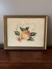 Vintage Folk Art Theorem Painting Fruit Apple Still Life Old Sturbridge Village