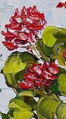 Geranium Original Painting 3D Semi-Abstract Art Deco Flower Handmade Wall Art
