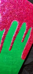 Blacklight Glow In The Dark Glitter Painting On Canvas Green WithFushia Glitter