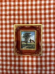 Tiny Masterpiece, Handmade Landscape Painting with Rustic Cottage Vintage frame