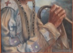 Southern Cheyenne HAYAHIVHA Native American In Beadwork Pastel Painting 24″ x18″