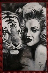 Marilyn Monroe Tiger Pop Modern American Contemporary Oil Painting Hand Painted