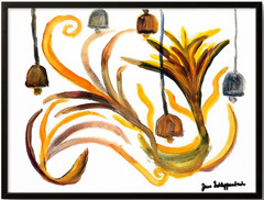 Bells Minimalist Expressionism 14X11 Signed Colorful Original Art Home Decor
