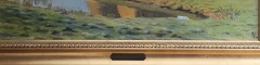 Antique oil painting. Nicolaus Lutzhoft: (1864-1928):“Haystacks and pond”(1920)