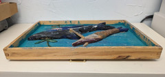 Folk Art original Dennis, MA Cape Cod Shark & Mermaid wood wall hanging