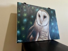 Original Acrylic Painting of a Barn Owl by Devansh Barot 16×20 in Canvas