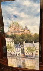Beautiful, giclee stretched canvas print of painting Quebec City Hotel Frontenac