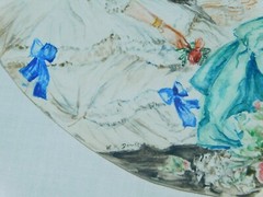 Gouache „Empress Eugénie de Montijo with ladies in court“ signed K.H Dan.ke!