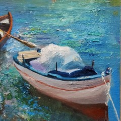 YARY DLUHOS Vernazza Italy Cinque Terra Sea Harbor Village Original Oil Painting